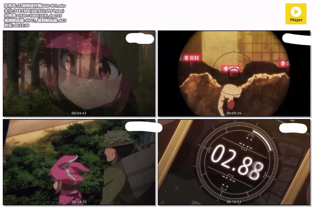 刀剑神域外传GGO 粤日双语版高清1080P | 全12集中文字幕 | 虚拟射击竞技动画推荐 4