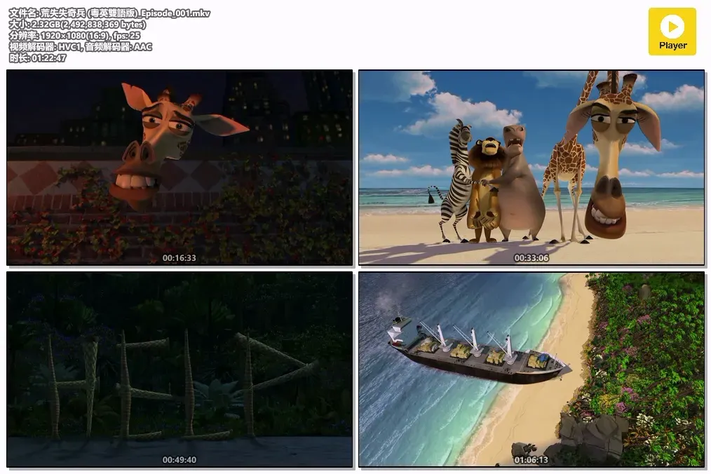 【马达加斯加 / 荒失失奇兵 电影】(2005) 粤英双语中字 1080P 黄子华神级粤配梦工场经典合家欢动画下载 2